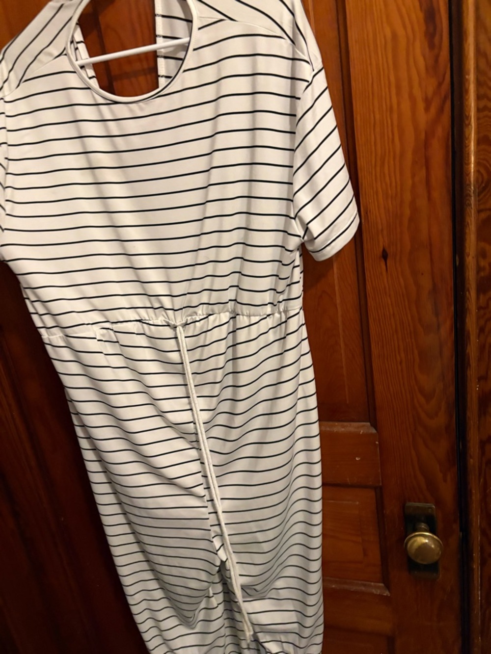 SHEIN White with Black Stripes jumpsuit